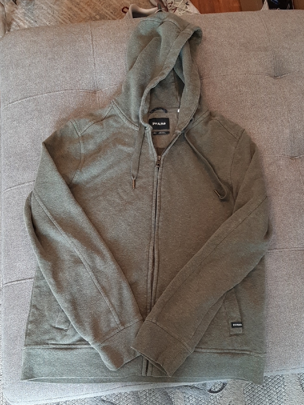 Prana Men's Olive Zip-Up Hooded Sweater